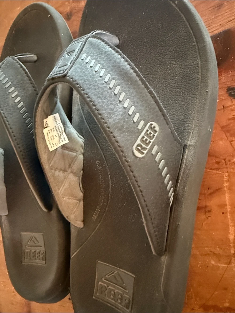 Reef Men's Black and Gray Contoured Flip Flops